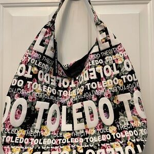 Robin Ruth Black and White Floral Tote Bag from Toledo in Spain